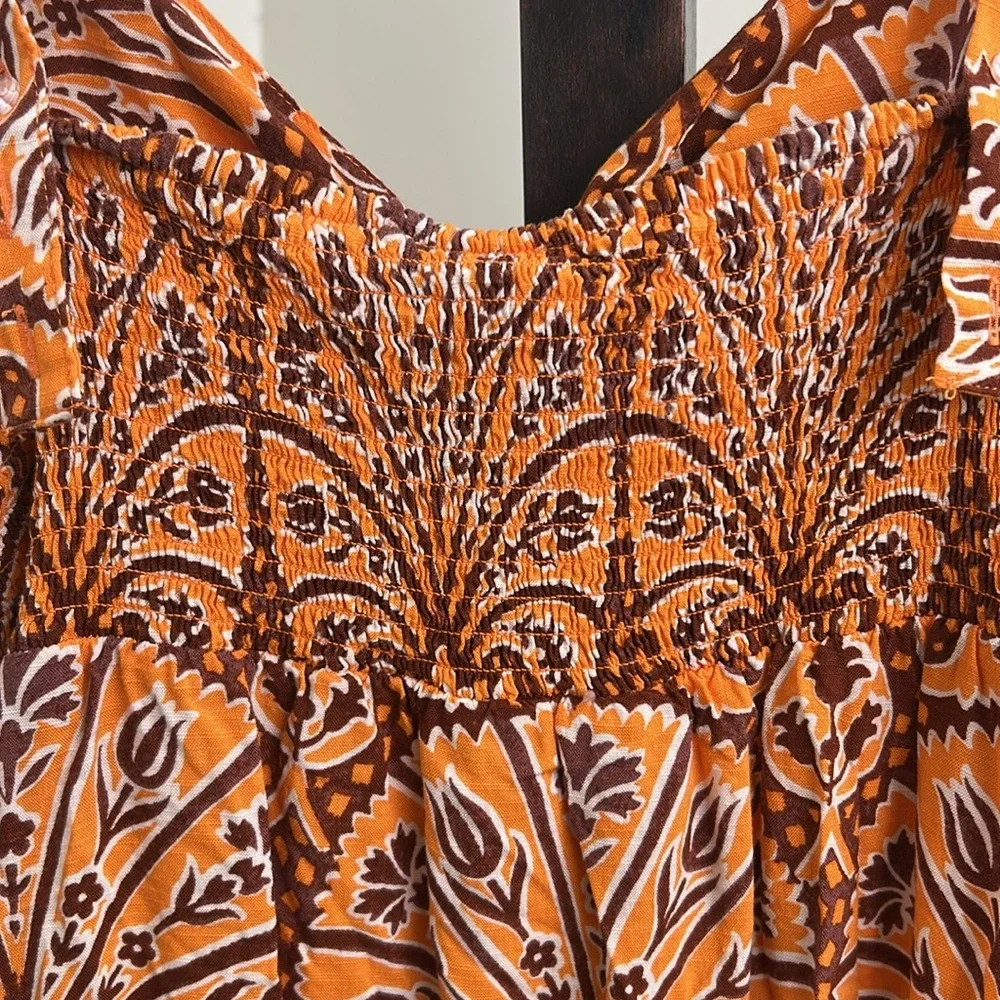 Knox Rose Wide Strap Sleeveless A-Line Dress Coral Orange Floral XL EUC - Picture 5 of 7